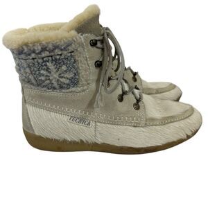 Tecnica 39 Italy Ankle Boots Fur Leather Tie Apres Ski Winter Womens READ